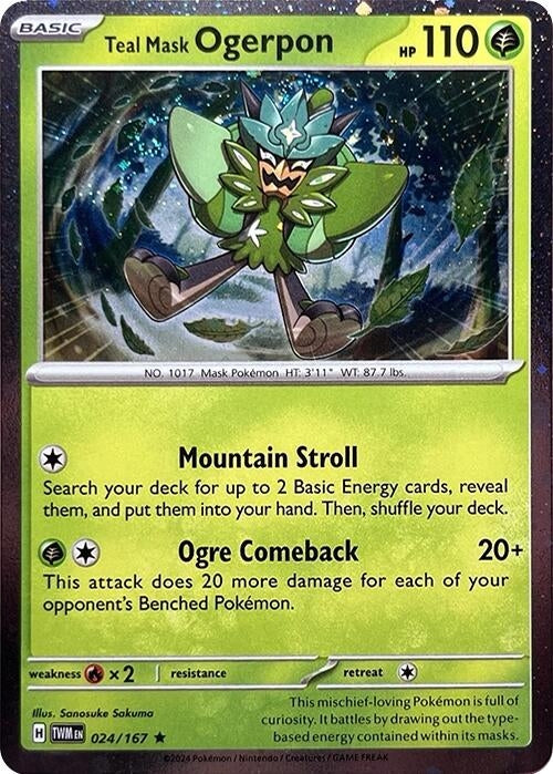 Image for Teal Mask Ogerpon (Cosmos Holo) (024/167) (MCAP) - Pokemon