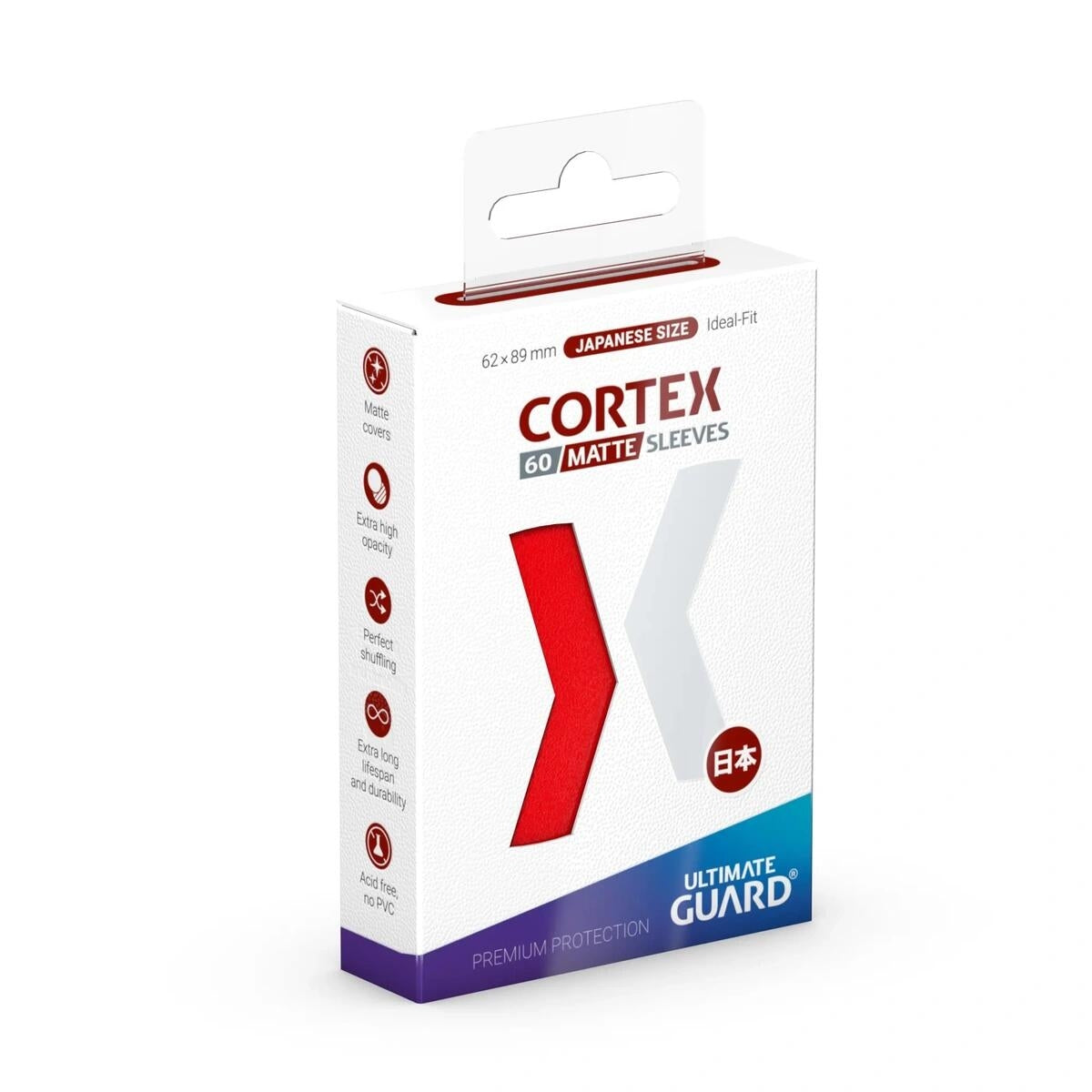 Image for Ultimate Guard Cortex Sleeves Japanese Size Matte - Red (60-Pack) - Card Sleeves