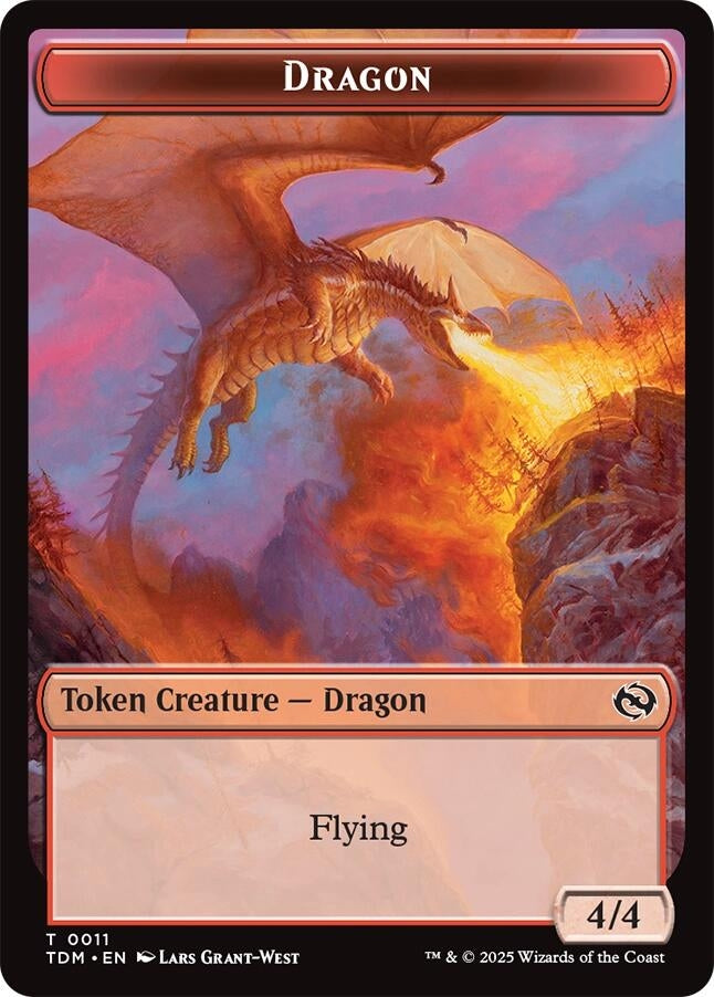 Image for Dragon (0011) // Warrior Double-Sided Token (11 // 13) (Tarkir: Dragonstorm) - Magic: The Gathering