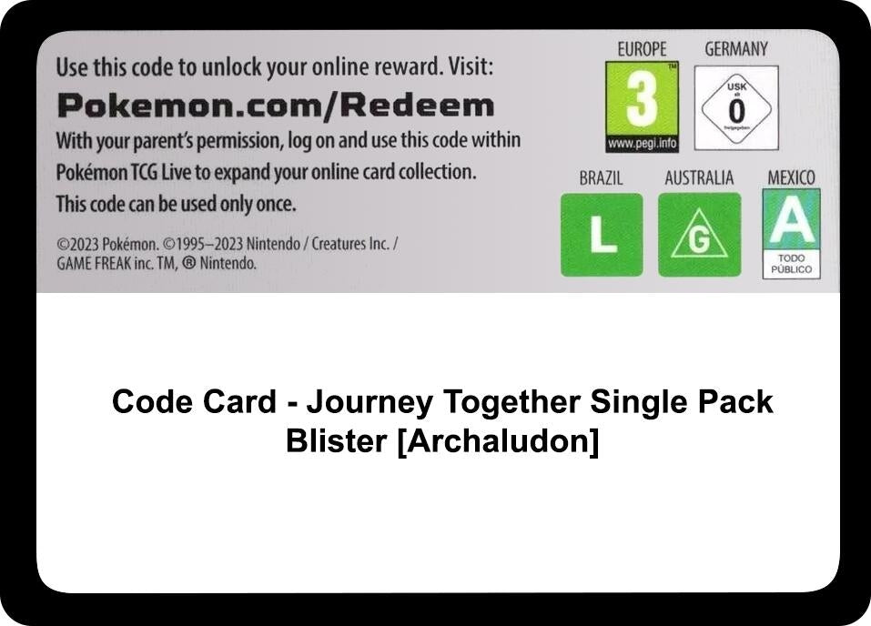 Code Card - Journey Together Single Pack Blister [Archaludon] (JTG)