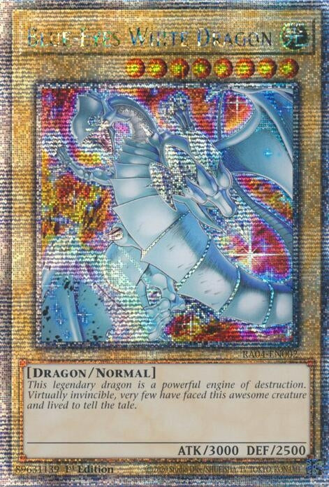 Image for Blue-Eyes White Dragon (New Art) (Quarter Century Secret Rare) (RA04-EN002) - YuGiOh