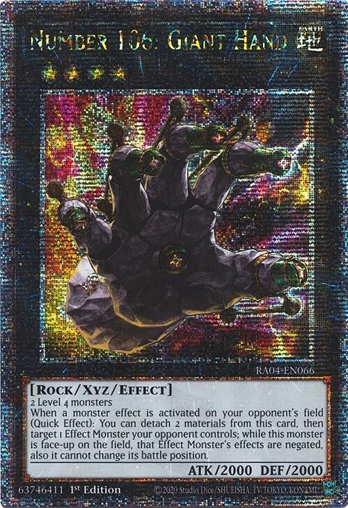 Image for Number 106: Giant Hand (Quarter Century Secret Rare) (RA04-EN066) - YuGiOh
