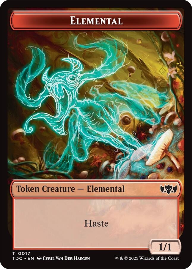 Image for Elemental (0017) // Warrior Double-Sided Token (17 // 13) (Tarkir: Dragonstorm) - Magic: The Gathering