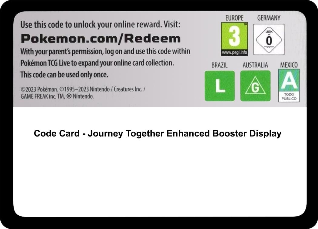 Image for Code Card - Journey Together Enhanced Booster Display (JTG) - Pokemon