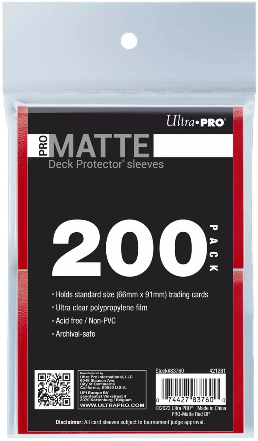 Image for PRO-Matte Standard Deck Protector Sleeves - Red (200-Pack) - Card Sleeves