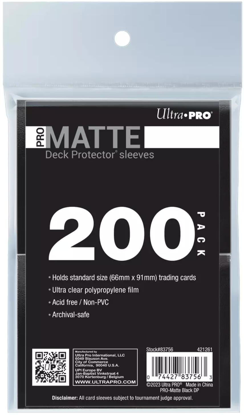 Image for PRO-Matte Standard Deck Protector Sleeves - Black (200-Pack) - Card Sleeves