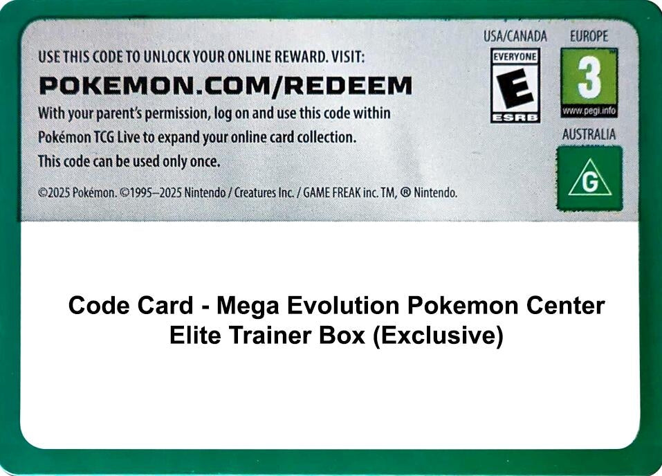 Code Card - Mega Evolution Pokemon Center Elite Trainer Box (Exclusive) (MEG)