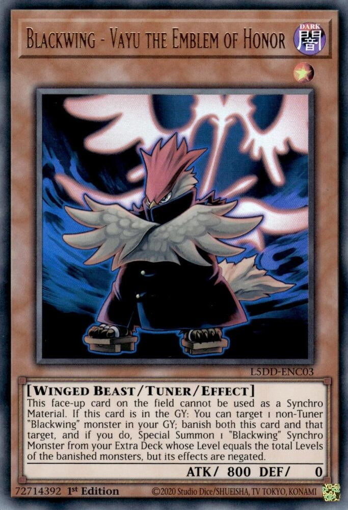Blackwing - Vayu the Emblem of Honor (L5DD-ENC03) (Legendary 5D's Decks)