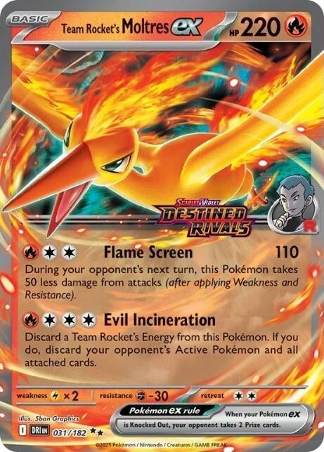 Image for Team Rocket's Moltres ex - 31/182 (Destined Rivals Stamp) (Miscellaneous Cards & Products) - Pokemon