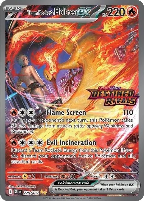 Image for Team Rocket's Moltres ex - 229/182 (Destined Rivals Stamp) (Miscellaneous Cards & Products) - Pokemon