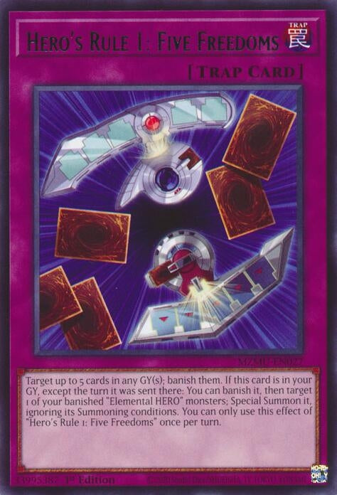 Image for Hero's Rule 1: Five Freedoms (MZMU-EN027) (Maze of Muertos) - YuGiOh