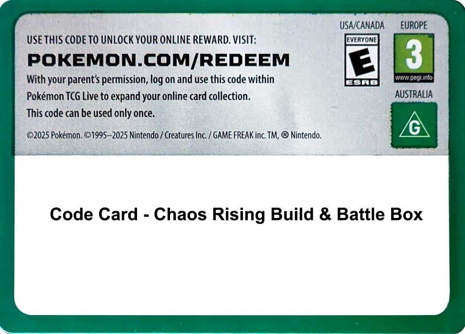 Image for Code Card - Chaos Rising Build & Battle Box (ME04: Chaos Rising) - Pokemon