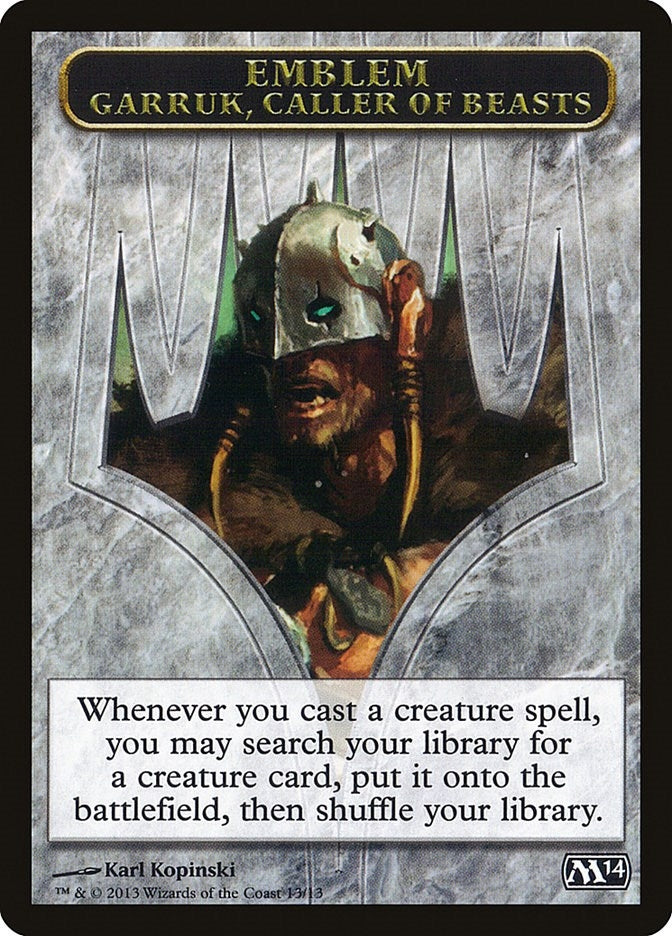 Image for Emblem - Garruk, Caller of Beasts (13) (Magic 2014 (M14)) - Magic: The Gathering